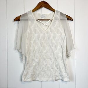 Vintage Donna White Sheer Open Sleeved Top.